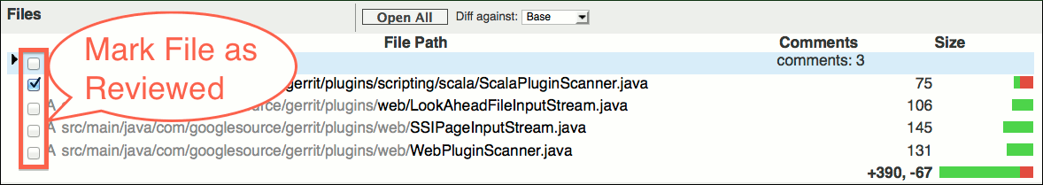 user review ui change screen file list mark as reviewed