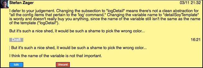 user review ui side by side diff screen comment edit